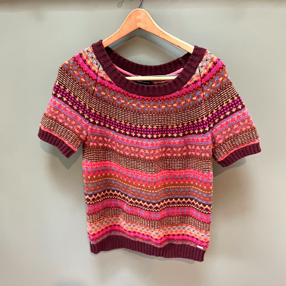 Tommy Hilfiger Women's‎ Fair Isle Short Sleeve Knit Sweater Size L